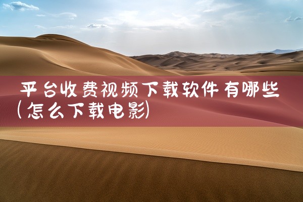 平台收费视频下载软件有哪些