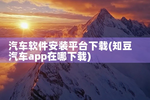 汽车软件安装平台下载